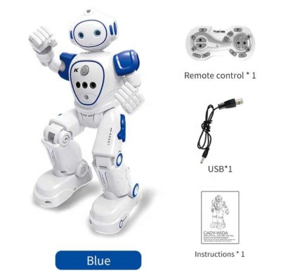 Robot Inteligent cu telecomanda, incarcare USB, acumulator inclus, 26.5x8x16 cm, Alb Albastru, + 8 Ani foto