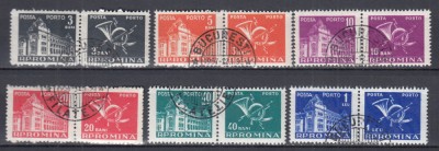 ROMANIA 1957 PORTO DUBLE EMISIUNEA a VII-a FILIGRAN R.P.R. SERIE STAMPILATA foto