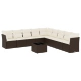 Cumpara ieftin Set canapele de gradina cu perne, 10 piese, maro, poliratan