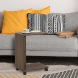 Cumpara ieftin Masuta Cafea Laterala Adore C shape cu roti, Alb - Nuc - Stejar - Mov, 35x65x45 cm