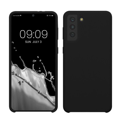 Husa kwmobile pentru Samsung Galaxy S21 Plus, Silicon, Negru, 54066.01 foto