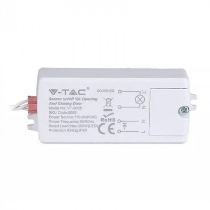 Senzor miscare On/Off, 300 W, reactie la inchidere/deschidere usa, IP20