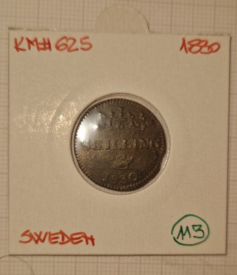 Sweden, Suedia, ⅙ Skilling, 1830, KM#625, Charles XIV John foto