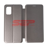 Husa Flip Cover Round Samsung Galaxy A03s, Piele Ecologica, Gri Fossil