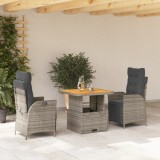 Set mobilier de gradina cu perne, 3 piese, gri, poliratan GartenMobel Dekor, vidaXL