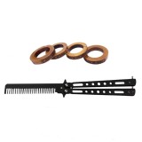 Cumpara ieftin Set Briceag Fluture + Rozeta Extensibila IdeallStore&reg;, Otel Inoxidabil, Negru/Auriu, 22cm, Vanatoare/Autoaparare