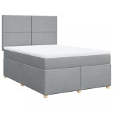 Cumpara ieftin Pat continental cu saltea, gri deschis, 160x200 cm, textil