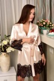 G752-813 Halat sexi din material satinat accesorizat cu dantela