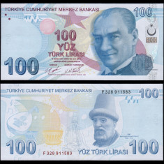 TURCIA █ bancnota █ 100 Lira █ 2009 █ P-226d █ Seria F █ UNC █ necirculata