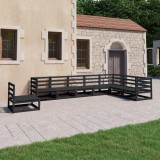 Gossi set mobilier de gradina, 8 piese, negru, lemn masiv de pin