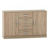 Cumpara ieftin Comoda 2 usi 4 sertare mdf maro stejar sonoma Betty 150x39.4x93.9 cm