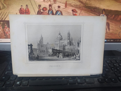 Gravură &amp;icirc;n oțel, Palerme, Palermo, Paris 1853, 035 foto