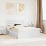 Cumpara ieftin Cadru de pat cu headboard Alb 140 x 200 cm Lemn de pin masiv