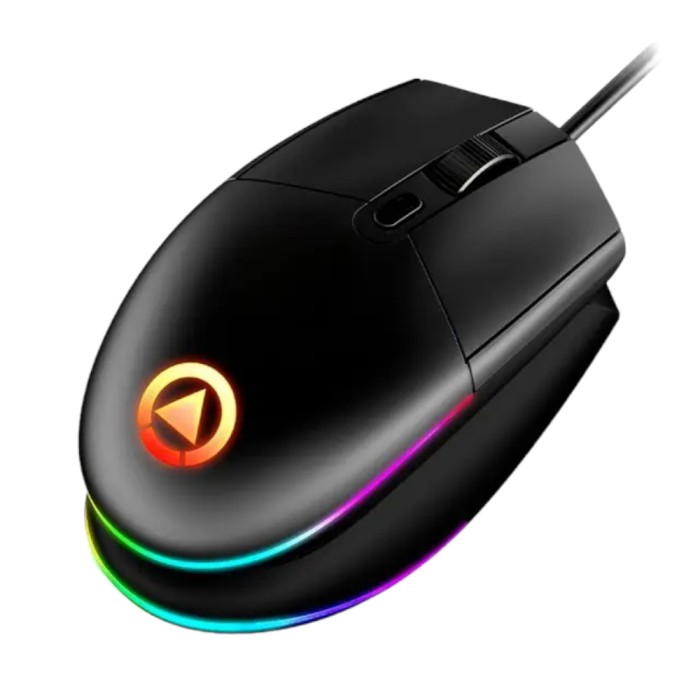 Mouse Gaming cu fir, RGB cu Iluminare Ambientala Multicolora, Design Ergonomic si Silentios, Negru