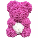 Cumpara ieftin Ursulet din trandafiri in cutie, 25 cm, Gonga&reg; Roz/Alb