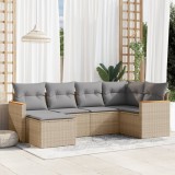 vidaXL Set canapele de grădină cu perne, 6 piese, bej, poliratan