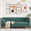 VidaXL Canapea Chesterfield cu pernuțe/3 locuri, verde &icirc;nchis, catifea 372695