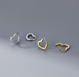 Cumpara ieftin Cercei din Argint 925 placat cu rodiu alb , Model Verigi Mini Heart Huggies