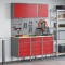 vidaXL Set dulap lucru &amp; panou c&acirc;rlige, 8 piese, roșu, MDF &amp; metal