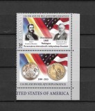 ROMANIA 2015 - 135 ANI RELATII DIPLOMATICE ROMANIA-SUA, VINIETA 3, MNH-LP 2083a