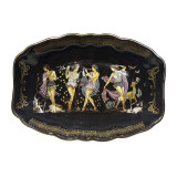 Platou Dreptunghiular cu Margini Valurite din Ceramica cu Foita de Aur 24K COD: 303