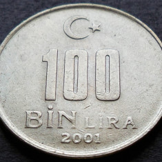 Moneda 100 BIN LIRA - TURCIA, anul 2001 * cod 2675