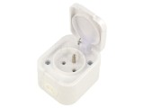Conector alimentare AC 250VAC 16A, soclu 2P+PE, albă, pentru perete