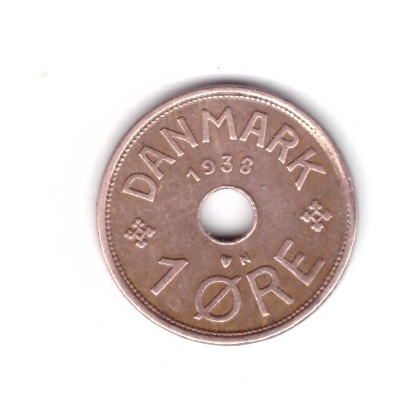 Moneda Danemarca 1 ore 1938, stare foarte buna, curata