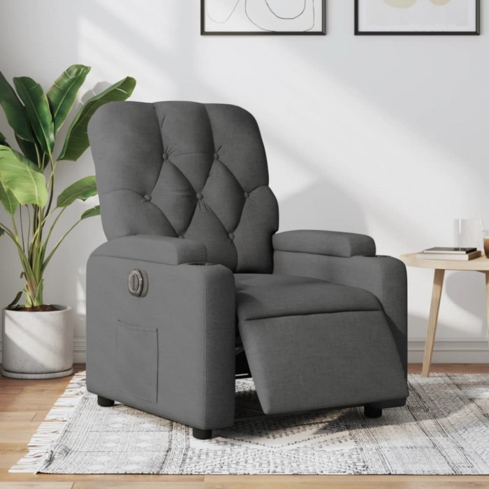 vidaXL Fotoliu rabatabil electric, gri &icirc;nchis, material textil 3204687