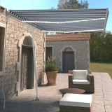 vidaXL Copertină retractabilă manual cu LED, albastru &amp; alb 350x250 cm 3069521