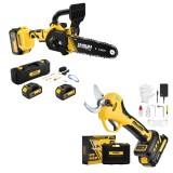 Cumpara ieftin Pachet Imoum Live - Foarfeca electrica pomi cu motor fara perii, diametru de taiere reglabil 10-40mm + Drujba cu acumulator 8 inch, motor electric far