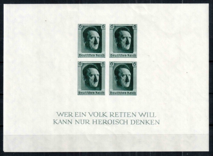 Germania Reich 1937, Mi #647 = Bl 8, Expozitia Filatelica Berlin, Adolf Hitler, MNH, cota 220 &euro;!