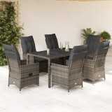 Cumpara ieftin Gossi set mobilier de gradina cu perne, 7 piese, gri, poliratan