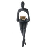Statueta decorativa abstracta, figura neagra cu o carte aurie