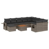 Cumpara ieftin Set canapele de gradina cu perne, 11 piese, gri, poliratan