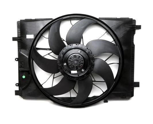 GMV radiator electroventilator Mercedes Clasa C (W204), 2007-2014, C180 CDI BlueEfficiency, motor 2.1 CDI, diesel, 400 W; 477 mm; 4 pini; cu modul de