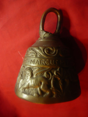 Clopot de Manastire f.vechi pt Sfintii Luca ,Marcu ,Matei ,Ioan ,-bronz h=15cm foto