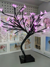 Decoratiune Luminoasa Arbore cu Baterii 48 LED -uri Roz foto