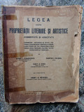 LEGEA ASUPRA PROPRIETATII LITERARE SI ARTISTICE , BARBU I. SCUNDACESCU