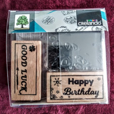 NOU Set birotica stampile happy birthday good luck ink pad stamps foto