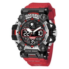 SMAEL Ceas Sport Militar Barbati 50m Rezistent la Apa , Analog-Digital LED Quartz, Multifunctional