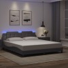 VidaXL Cadru de pat cu lumini LED, gri, 180x200 cm, piele ecologică 3214127