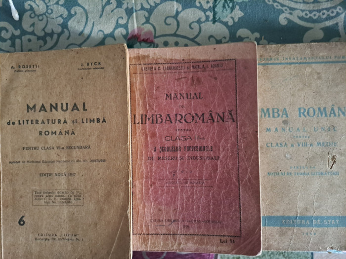 3 manuale Limba Romana, interbelic.