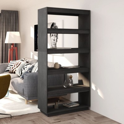 vidaXL Bibliotecă/Separator cameră, gri, 80x35x167 cm, lemn masiv pin foto