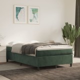 vidaXL Pat box spring cu saltea, verde &icirc;nchis, 120x200 cm, catifea 3144672
