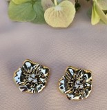 CERCEI CLIPS DIN METAL AURIU, MODEL STILIZAT FLORI