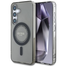 Husa Samsung Galaxy S25 originala Guess IML Rhinestones MagSafe, negru, GUHMS25SPFTDTEK foto