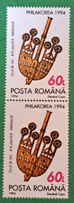 TIMBRE ROMANIA MNH LP1351/1994 Expozitia PHILAKOREA -Seul -Serie &amp;icirc;n pereche foto