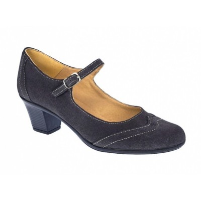 Pantofi dama eleganti din piele naturala intoarsa, gri, toc de 5cm, foarte comozi P104GRIVEL foto