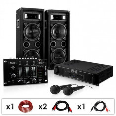 Electronic-Star SET PA DJ &amp;amp;quot;DJ-24M&amp;amp;quot; Amplificator-Mixer-Boxe-Microfon 1200W foto